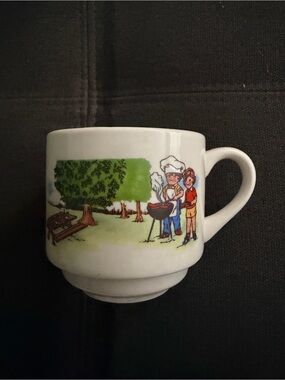 Vintage Campbell's Soup Kids Handled Mug Picnic BBQ Grilling Park Ceramic EUC